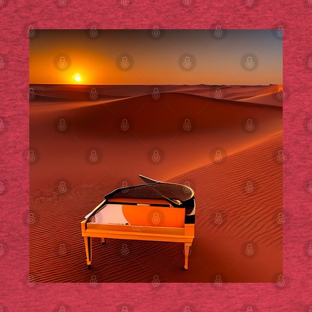 An Abstract Looking Piano Alone In The Sahara Desert At Sunrise. by Musical Art By Andrew